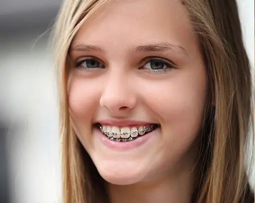 girl braces patient with bright colored bands